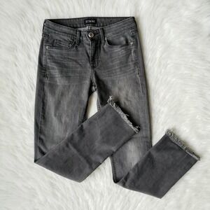 Strom Fem Crop Straight Cropped Jeans Women's Size 25 Ash Gray Fray Hem Stretch